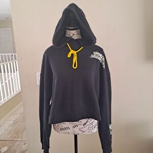 Nickelodeon  Spongebob Cropped Black Hoodie with Yellow Drawstring